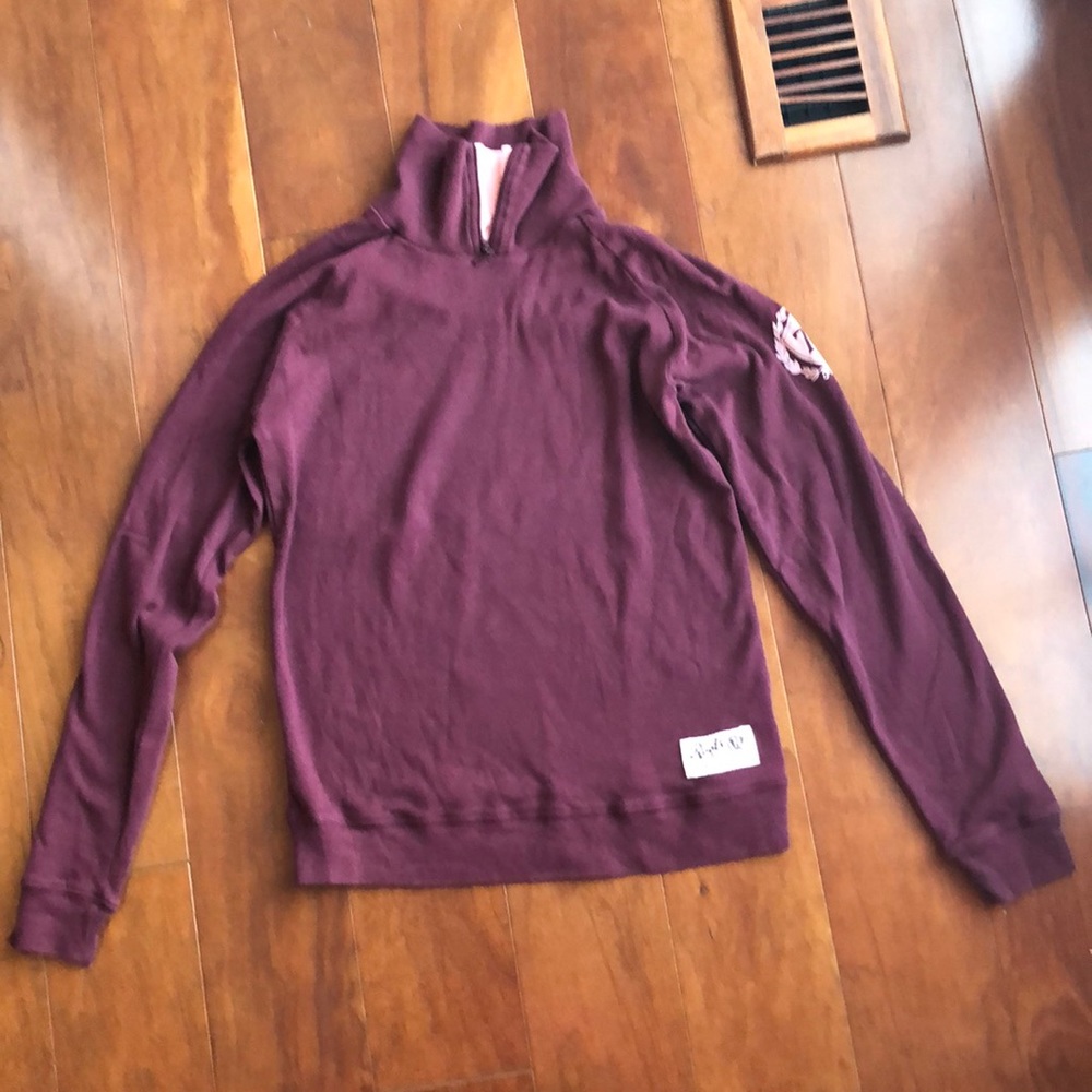 ROOTS MAROON ZIP TURTLENECK SWEATSHIRT, SIZE LG